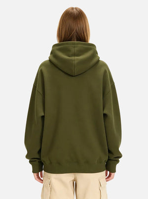 #armygreen Heavyweight Air Layer Hoodie of back view