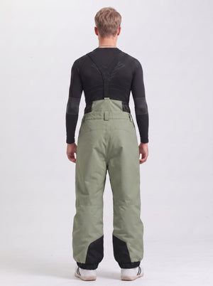 #armygreen Rear of Men's Waterproof Snowboard Bib Pants