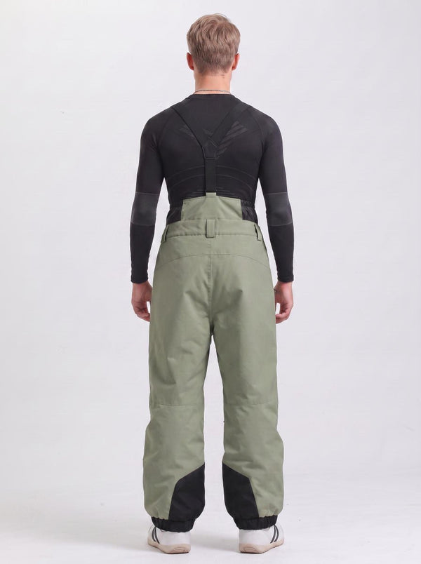#armygreen Rear of Men's Waterproof Snowboard Bib Pants