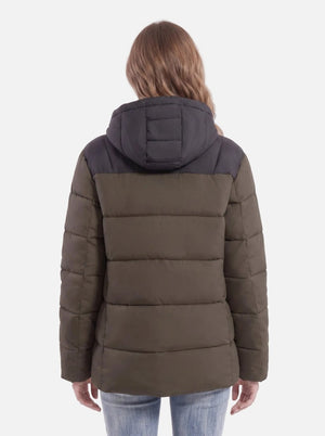 back of #Navygreen Heated Padded Jacket