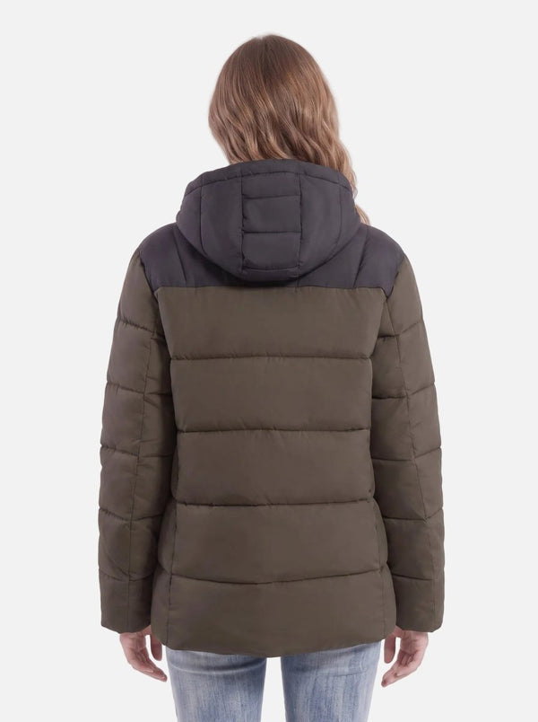 back of #Navygreen Heated Padded Jacket