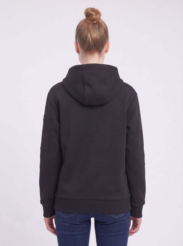 back of Womens #Black Full-Zip Heated Hoodie 
