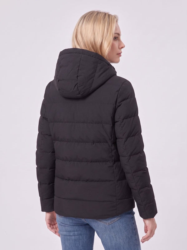 back of #black 11 Area Heated Hooded Padded Jacket
