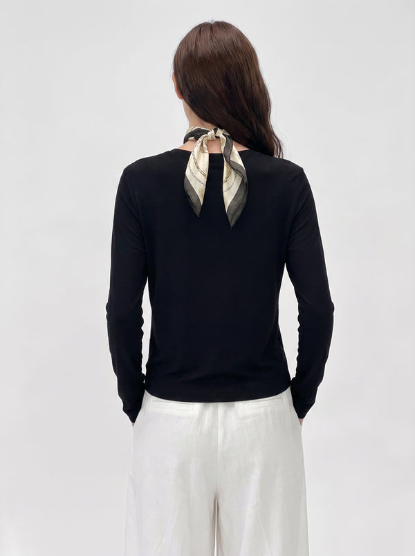 back of #black U Neck Long Sleeve Top UPF50