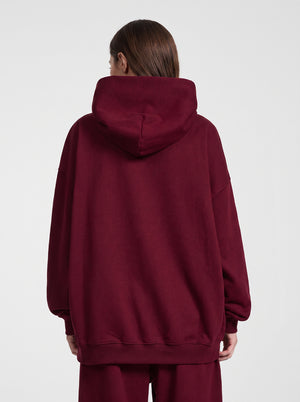 back of #darkred Heavyweight Plain French Terry Hoodie