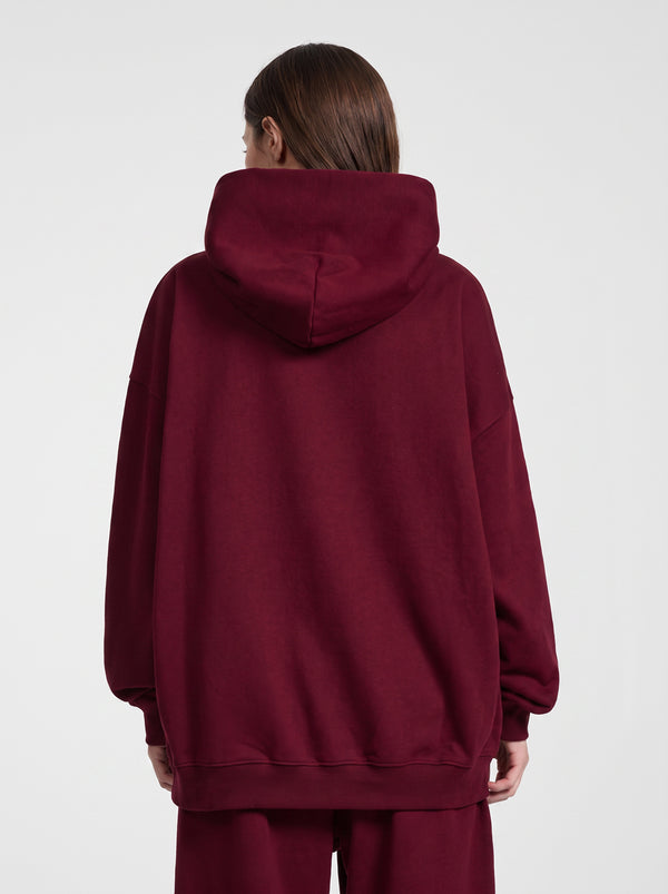 back of #darkred Heavyweight Plain French Terry Hoodie
