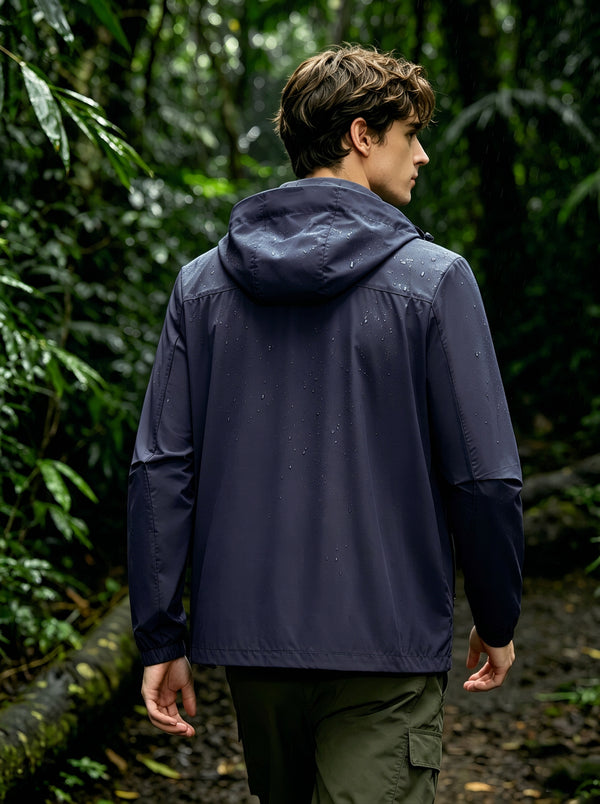 back of #navyblue UPF50 Water Repellent Jacket