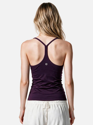 back of #purple Ribbed Spaghetti Strap Bra Tank
