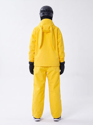 back of #yellow women shell ski jacket