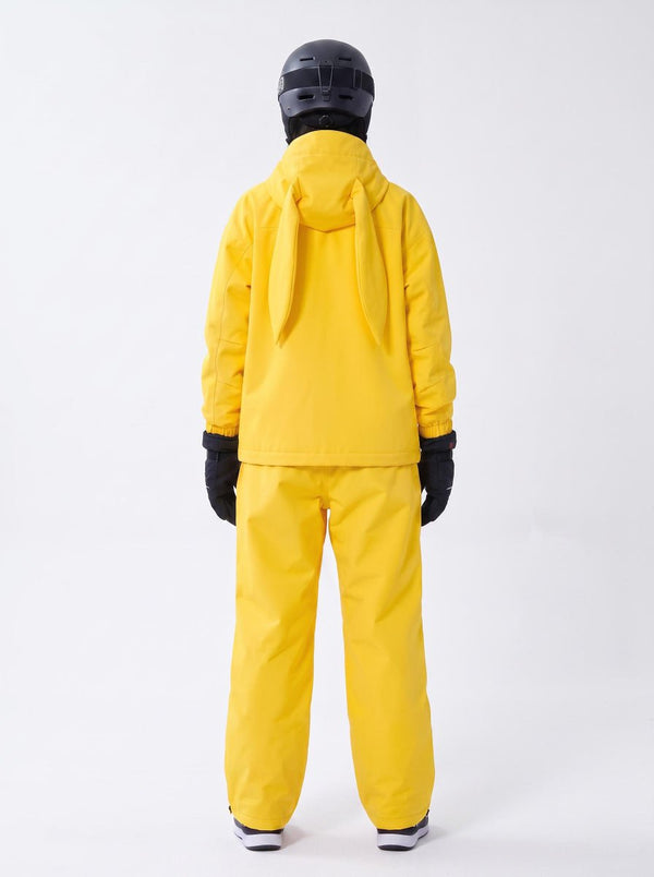 back of #yellow women shell ski jacket