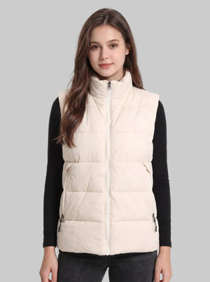 #beige Outdoor Heated Duck Down Gilet