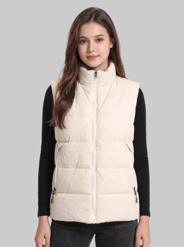 #beige Outdoor Heated Duck Down Gilet