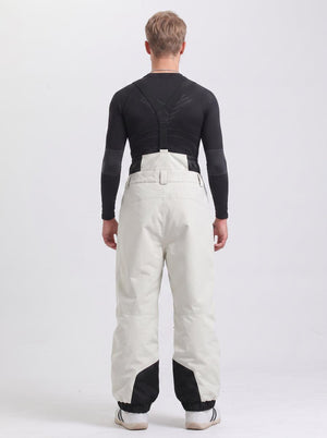 #beige Rear of Men's Waterproof Snowboard Bib Pants