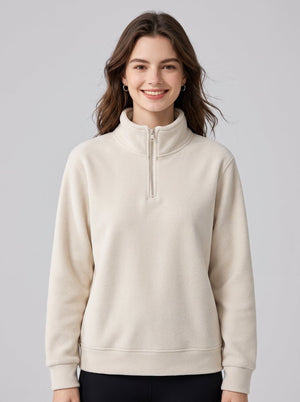 #beige Women's Fleece Pullover Sweatshirt