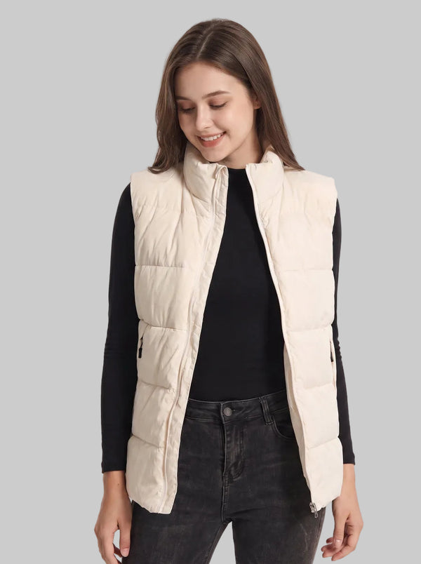 #beige Women's Heated Duck Down Gilet