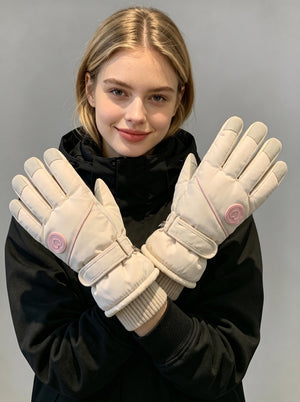 #beige Women's Thick Warm Ski Gloves