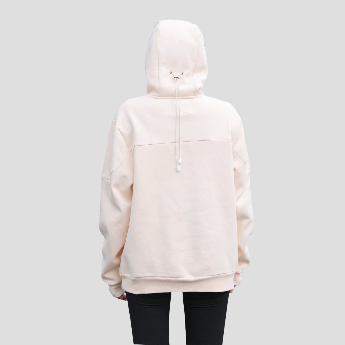 beige pullover masked hoodie back