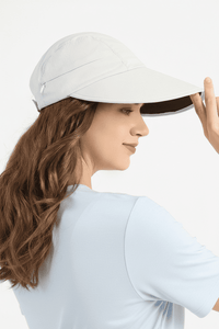 beige wide brim sun protection cap