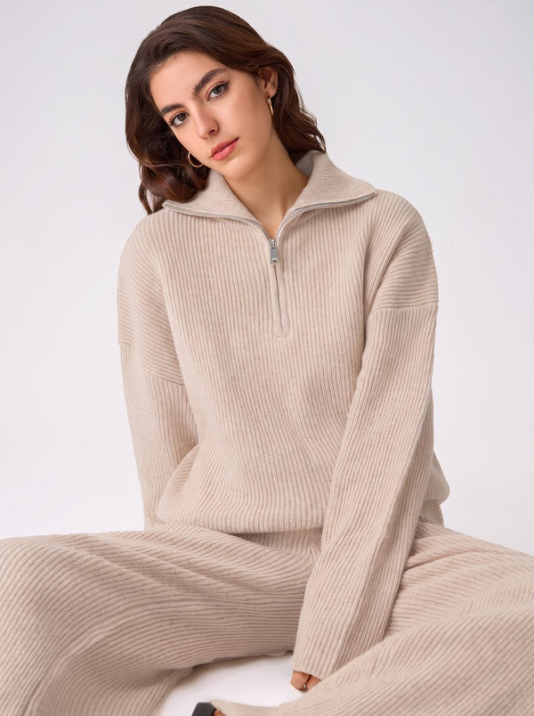 #beige womens knit set  