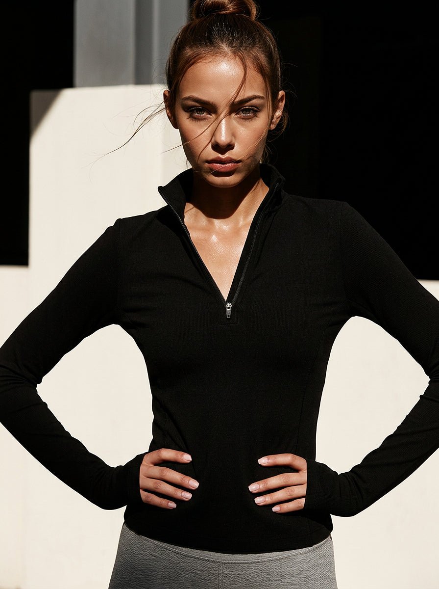 #black 1/2 Zip Pullover