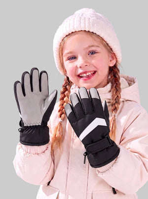 #black Children Thermal Insulated Ski Gloves