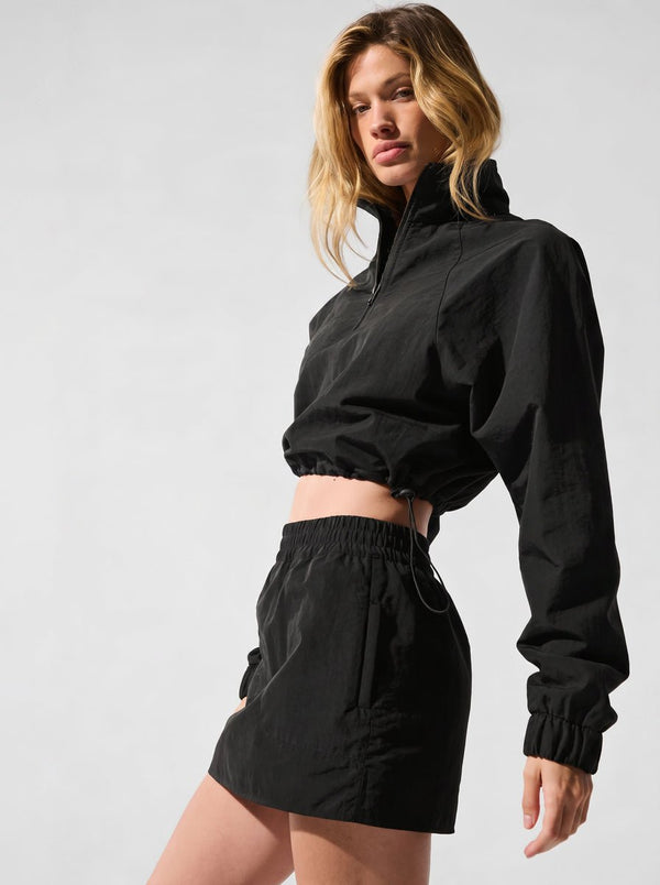 #black Cropped 1/4 Zip UPF50 Pullover