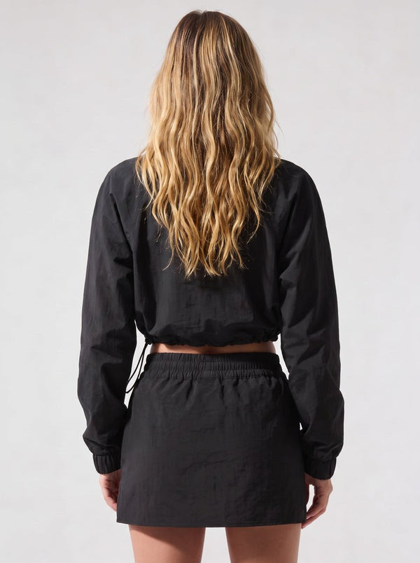black Cropped 1/4 Zip UV Protection Pullover of back view