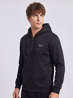 #black Dual Control Heated Zip Up Hoodie
