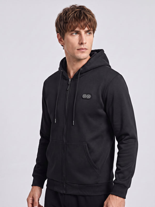 #black Dual Control Heated Zip Up Hoodie