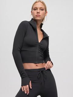 #black Fitted Zip Hoodie