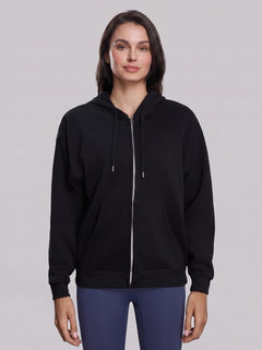 #black Fleece Lined Full Zip Hoodie