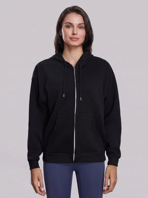 #black Fleece Lined Full Zip Hoodie