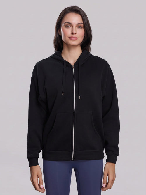 #black Fleece Lined Full Zip Hoodie