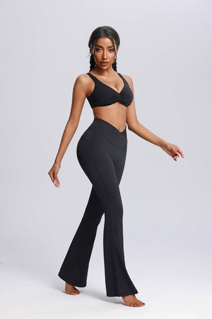 #black Front Twist Sports Bra 