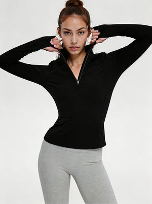 #black Half Zip Quick Dry Pullover
