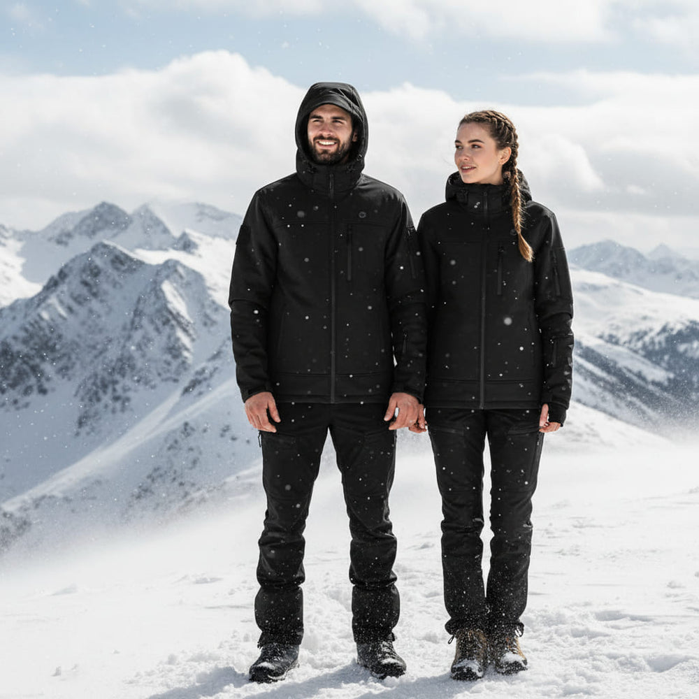 black Heated Hooded Softshell Jacket