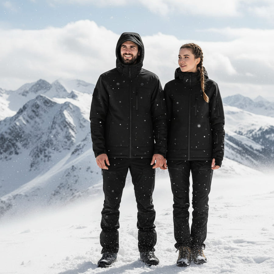 black Heated Hooded Softshell Jacket