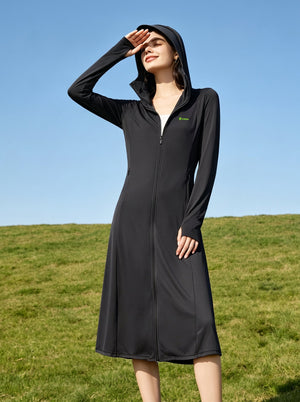 #black Longline UV Protection Jacket of front view