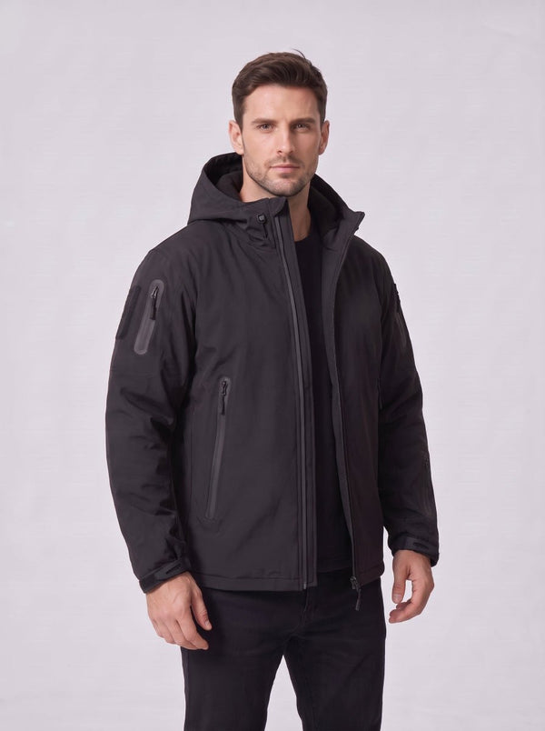#black Men's 10 Zone Heated Softshell Jacket Zip Up