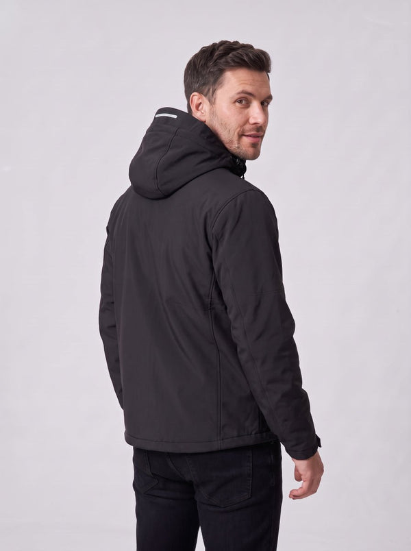 #black Men's 10 Zone Heated Softshell Jacket side view