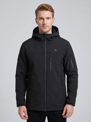 #black Men’s Hooeded Heated Softshell Jacket