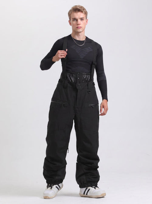 #black Men's Waterproof Snowboard Bib Pants