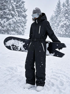 #black One‑Piece Waterproof Ski Jumpsuit