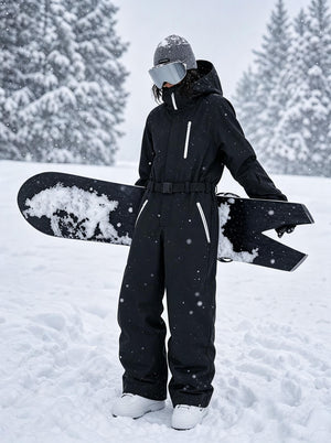#black One‑Piece Waterproof Ski Jumpsuit