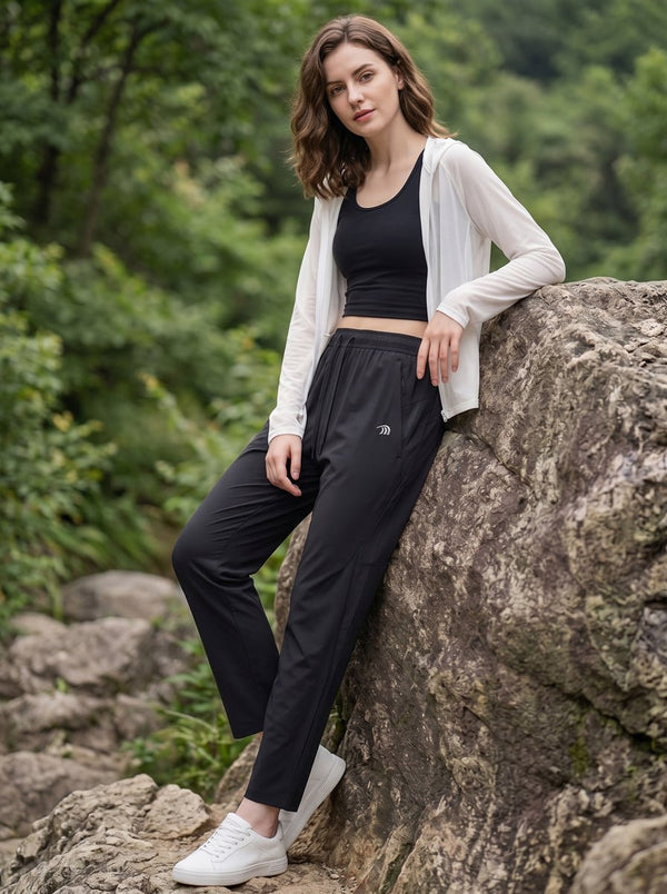 #black Quick Dry Straight Leg Pants