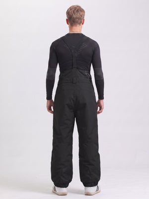#black Rear of Men's Waterproof Snowboard Bib Pants