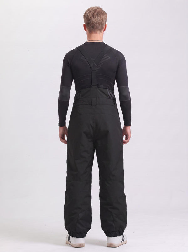 #black Rear of Men's Waterproof Snowboard Bib Pants