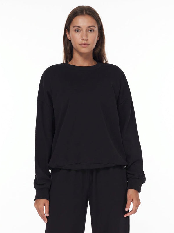 #black Relaxed Fit Crewneck Sweatshirt