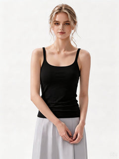 #black Silk Square Neck Camisole