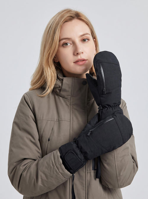 #black Thermal Snowboard Mittens